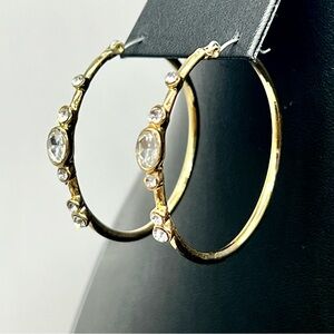 270. Elegant Carol Dauplaise Gold Hoop Earrings with Crystal Accents